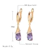 Boucles d'oreilles Kinel mode 585 or Rose longue pour les femmes goutte d'eau violet naturel Zircon boucle d'oreille bijoux fins cristal cadeau