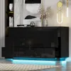 UEV LED 9 DOFTER DOFTSER, Black Komoda sypialnia światło, skrzynia szuflad z wysokim błyszczącym płetwą do sypialni, salonu, wejścia (czarny)