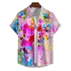 Men's Casual Shirts Hawaiian Shirt Summer Floral 3D Print Pattern Lapel Button Clothes Short Sleeve Clothing 2024 Street