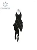 Casual Dresses Women Black Luxury Dress Y2K Vintage Elegant Sleeveless Off Shoulder Party Club One Piece Frocks Emo kläder 2024