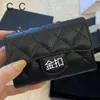 Borsa per carte di design a portafoglio I negozi di moda hanno saldi Borsa per carte da donna con caviale con linge in vera pelle Internet Celebrity Zero Set di piccole fragranze stile europeo e