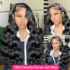 Misvin Body Wave HD Pre Plucked 28 Inch 180% Density 13x4 Glueless Frontal Wigs Human Lace Front Wig with Baby Hair for Women Natural Black