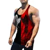 summer Wing Printing Vest Men's Tank Top Men Bodybuilding Gyms Clothing Sleevel Men T-shirt Fitn Tee Singlets Muscle Tops f69T#