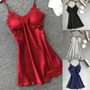 Femmes de nuit Satin pour le cou broderie de soie dames V robe de nuit sans manches vêtements de nuit femmes chemise de nuit Y chemise de nuit nuisettes Drop D Otdib