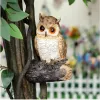 Sculptures Creative Owl Statue Bird Figurine Tree Hugger Decor Hanging Resin Ornaments Garden Simulation Animal Yard Wall Decoration