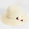 Breda brimhattar Pearl Flower Women Sun Bucket Cap för damer Sommarstrand vid havet.