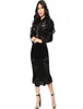 Сексуальные элегантные модные весенние петух с длинными рукавами с длинными рукавами прозрачно прозвенели через черные кружевные кружевные платья средней длины Brea5453361