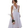 Casual jurken lente en zomer damesstijl elegante pure kleur rok Franse V-hals show dunne jurk vrouw