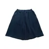 Kvinnors byxor Imakokoni 2024 Spring Original Pure Cotton Blue Dyed Sticked Shorts for Women 244491