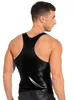 Mannen Glanzend Metallic Sleevel Vest Tank Top Party Clubwear Hemd Sexy Racer Back Slim Past Hemdje Gladde Tank Top T-shirt R7ux #