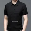 Novedad de verano, Polo de manga corta con agujeros para hombre, camiseta transpirable de seda de hielo, camiseta Busin Fi, ropa de marca masculina E14D #