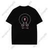 Tik Tok Influencer Same Designer Brand Pure Cotton New Short Sleeved T-shirt Correct CH Version Leather Tied Black Loose T-shirt