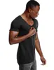 Scoop Neck T Shirt para Homens Low Cut Deep V Neck Wide Vee Tee Masculino Camiseta Invisível Undershirt Slim Fit Manga Curta D2k0 #