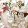 Vasen Französisch Vintage Transparent Geprägte Kleine Glasvase Ins Stil Home Dekoration Wohnzimmer Teetisch Pflanze Blumenarrangement