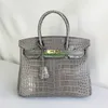 Bk Crocodile Bags Trusted Luxury Handbag High Sense Big Brand Crocodile Leather Platinum Bag Bolsa Feminina Brilhante Moda Europeia e Americana tem logotipo HBNB