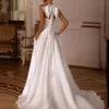 أنيقة لبس فستان الرسن القوس ساتان فساتين الزفاف الأمامية مصمم العفن الزفاف.