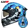 Casques de moto Casque intégral Racing Dot Motocross Hors route Double lentille Casco de Moto Motociclista