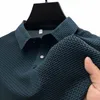 Zomer Polo Shirt Mannen Koreaanse Stijl Holle Korte Mouwen Polo Shirt Ijs Zijde Ademend Busin T-shirt Mannelijke Merk kleding 4XL B3fI #