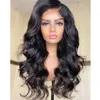 Brazilian High-Gloss Human Black Wavy Medium-Length Glueless Synthetic Lace Forehead Hair Products Korean High-Temperature Resistant Fiber Wig