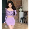 Werkjurken Frans meisje Puur sexy pak Dames Lente/zomer Casual Bloemenbodem Top Hoog getailleerde korte rok Mode Tweedelige set