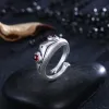 Vintage Frog 14K Beyaz Altın Yüzük Kadınlar İçin Sanatsal Tasarım Retro Açılış Yeniden Canizable Unisex Kadın İfadesi Bohem Yüzük Gümüş Renk Hediyesi