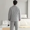 Vêtements de nuit pour hommes Est M-4XL Hiver Plaid Pyjamas Hommes Épais Matelassé Pyjama Ensembles Tricot Coton Vêtements Pijama Hombre