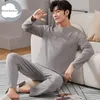 Automne Winter Tricot Cotton Cartoon Mens Mens Pyjamas Couple Pajamas Set Casual Male Sleepwear Pyjamas Night Pijamas Homewear 4xl 240411