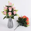 Fleurs décoratives 12 pièces Roses artificielles Bouquet de fleurs en soie Rose mariage saint valentin fête maison Table décor