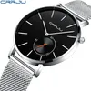 Nouvelle mode Simple hommes montre CRRJU conception Unique noir montres à Quartz décontractées hommes de luxe affaires montre-bracelet Zegarek Meskie237E