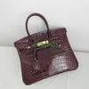 Bk Crocodile Bags Trusted Luxury Handbag High Sense Big Brand Crocodile Leather Platinum Bag Bolsa Feminina Brilhante Moda Europeia e Americana tem logotipo HBNB