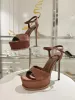 Femmes de luxe d'été Margot Sandals Chaussures en daim cristal à lanière ornée en velours rouge noir haut talons