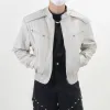 Мотоциклетная кожаная куртка мужская укороченная пилотная сращенная металлическая верхняя одежда Derocati корейская фаси ретро бомбардировщик гоночная куртка из искусственной кожи новая 34D3 #