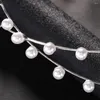 Hårklipp 2024 ins modeimitation Pearl Head Hoop Clip Wedding Accessories Elegant Bridal Double-Deck Cross Headdress smycken för kvinnor