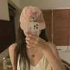 Korean Cute Bear Embroidered Flat Brim Baseball Cap Spring and Summer Fashion Sweet Pink Show Face Little Womens Hats 240311