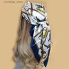 Bandana's Durag Bandana's Durag Hoofddoek Dames Luxe Merk Vierkant 90*90 cm Bandana Cheveux Zachte Halsdoek Hijab Haar Sjaals Voor Dames Y240325