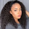 Eooma Headband Human for Black Women 10A 180% Density Brazilian Kinky Curly Wigs Scarf Gluelees Remy Hair