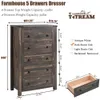 T4tream Farmhouse 5 tiroirs commode coffres en bois grand chset de tiroirs, commodières organisatrices pour chambre, salon, couloir, chêne rustique foncé