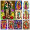 Stitch 5d Our Lady of Guadalupe Virgin Diamond Målning Katolsk jungfru Mary Wall Art Cross Stitch Embroidery Picture Mosaic Home Decor