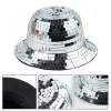 Hattar glitter spegel disko hink hatt full paljett disco boll hattar för dj klubb bar unisex disco boll festival visor strand fiskare hatt