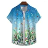 Men's Casual Shirts Hawaiian Shirt Summer Floral 3D Print Pattern Lapel Button Clothes Short Sleeve Clothing 2024 Street