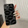 Cell Phone Cases Luxury Gothic Black Lip shaped Phone Case Suitable for iPhone 11 13 14 15 Pro Max Plus Phone Case Shockproof Soft Silicone Protective Cover H240326