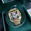 Drop-Golg Mens Horloges Square Skeleton 39mm maat Watch All roestvrij staal Casual Business Quartz PolsWatch202T