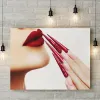 Calligraphy Fashion Beauty Girl Gel Manicure Nail Salon Makeup Lipstick HD Dekorativa affischer Canvas Wall Art Bilder Heminredning Målningar