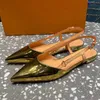 sexy puntige teen dames flat slingback sandalen runway ontwerper hot sale octrooi leer hoogwaardige model zomer nieuwe aankomst vrouwelijke jurk sandalen