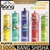 Original Bang SHISHA 15000 puffs Disposable vape pen puff 15k vape 0% 2% 3% 5% Level 15ml prefilled cartridges pod 600 mah rechargerable battery 20 flaovrs 9k 12k 18k 20k