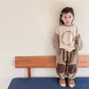 ディアジョンミオータムボーイズレタープリントTシャツルーズカジュアルトップ幼児幼児パッチワーク長袖Tシャツ240323