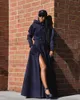 Robes de travail Arrivées INS Mode Femmes Jupe Costume Deux Pièces Individualité Style Poches Zippées Sweat À Capuche Bleu Marine Casual