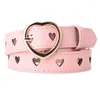 Belts Durable Women Belt Heart-shaped Buckle With Hollow Design Adjustable Faux Leather Waistband For Stylish