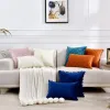 Kudde inyahome uppsättning med 2 kudde täcker sammet dekorativt kudde skal med boll heminredning för soffa set sovrum kuddblå
