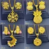 Necklace Earrings Set ANIID Ethiopian Bridal 24k Gold Color Flower Arab Necklace&Earring With Pendant Jewellery For Dubai Party Gifts